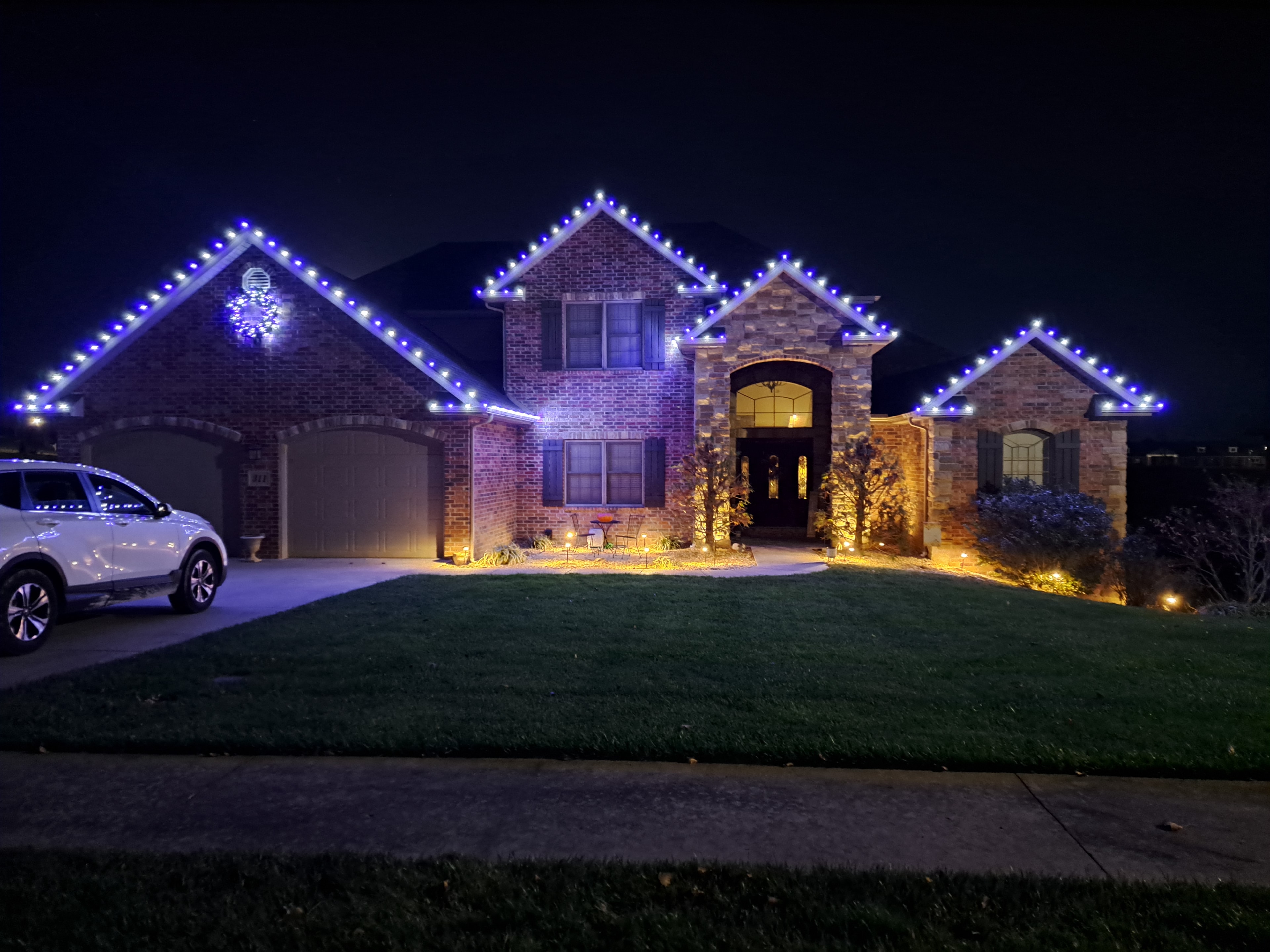Neighborhood favorite holiday light display on home