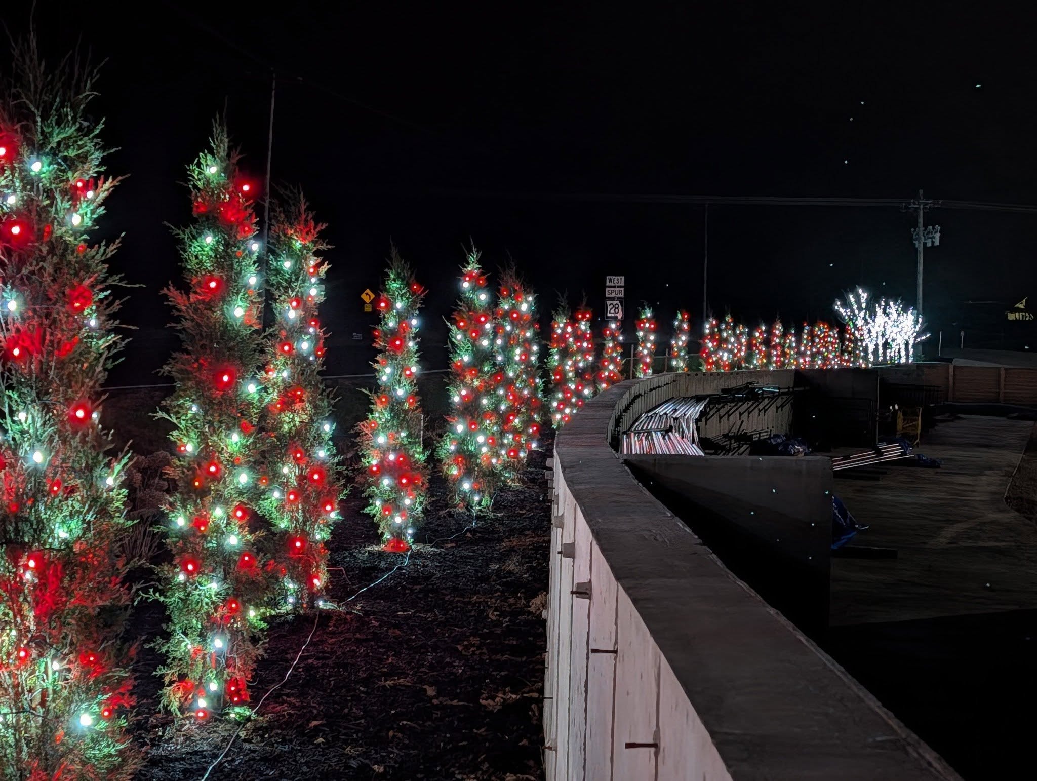 Home exterior with warm holiday glow lighting