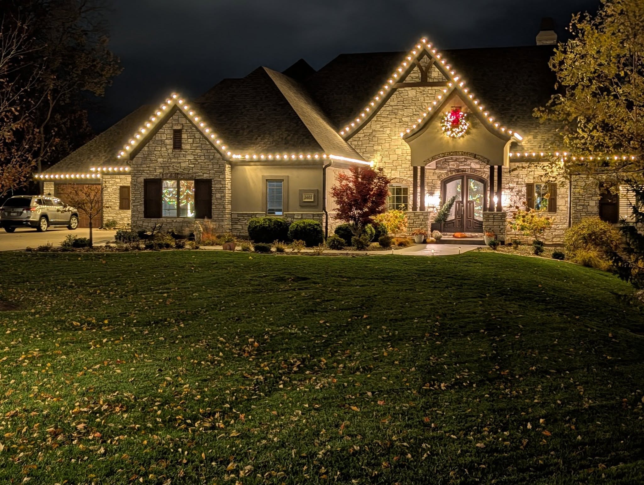 Holiday exterior transformation on home