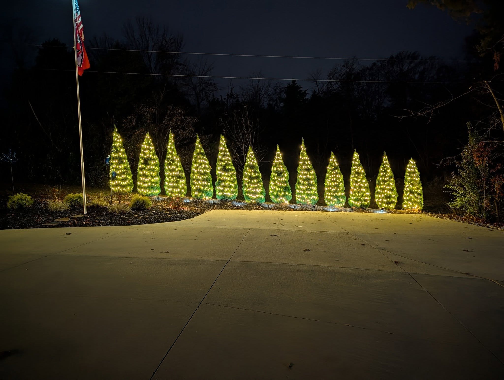 Holiday season showpiece lighting on home